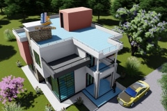 4 Bedroom maisonette flat roof house design in kenya