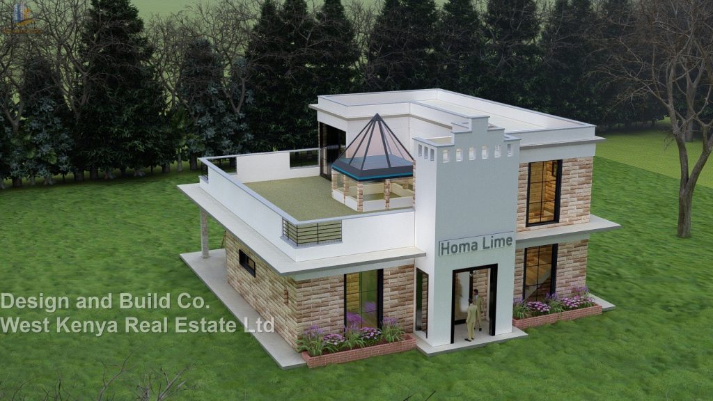 2br maisonette house designs in Kenya with roof top garden