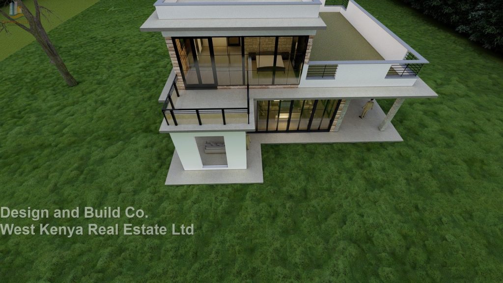 3br maisonette house designs in Kenya with roof top garden