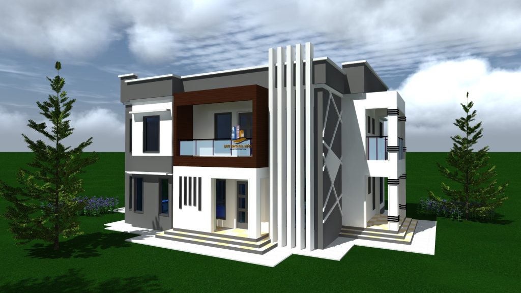 4-bedroom maisonette house design in Kenya with a flat roof