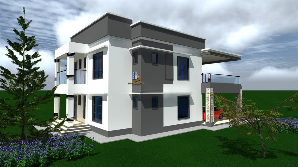 5-bedroom maisonette house design in Kenya with a flat roof