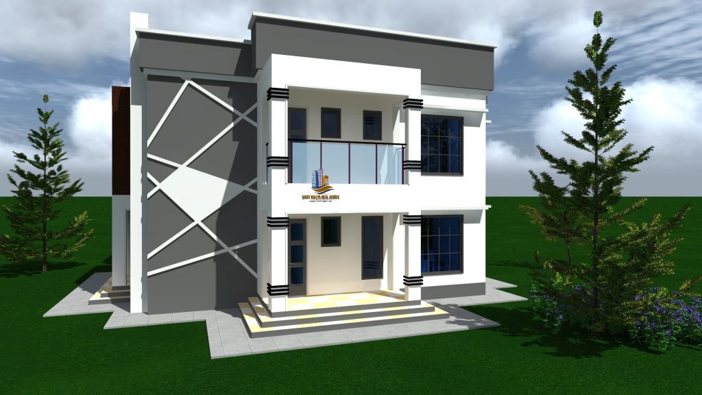 4-bedroom flatroof maisonette house design in Kenya